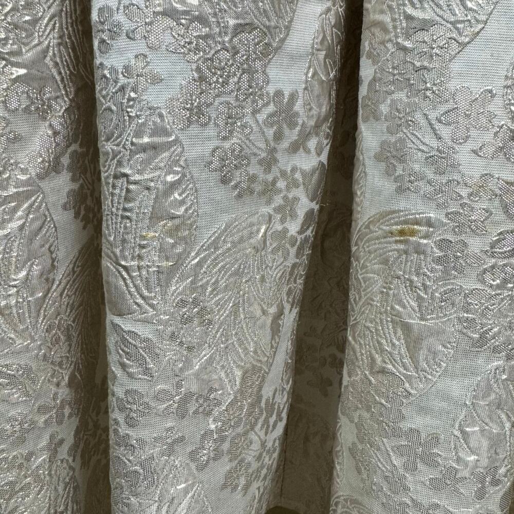 Betsy & Adam Silver Metallic Floral Jacquard Embellished High Low Wedding Gown - Picture 12 of 14